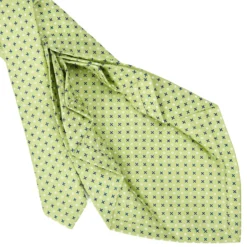 CRAVATTA SARTORIALE 9 PIEGHE IN SETA VERDE CHIARO Microfantasia fiore