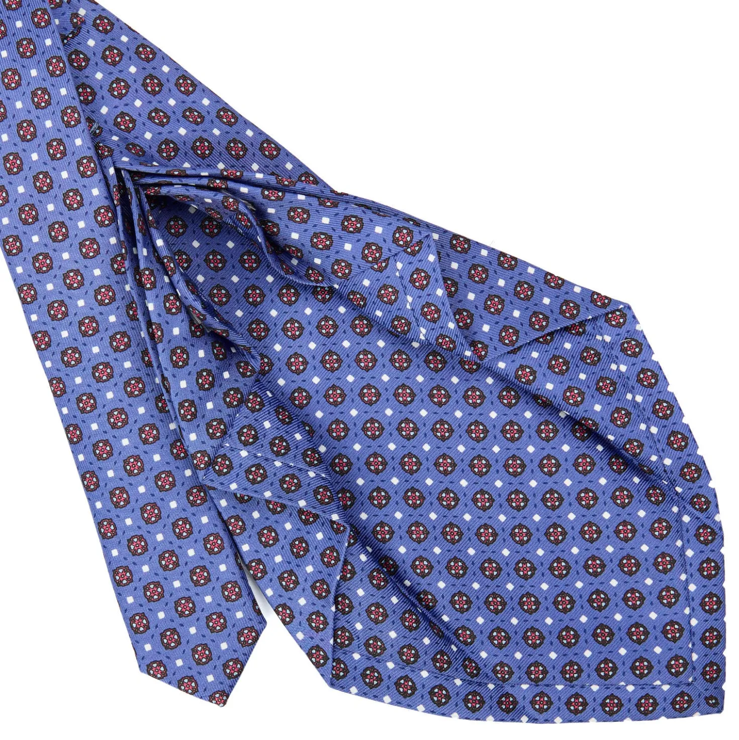 CRAVATTA SARTORIALE 9 PIEGHE IN SETA AZZURRO POLVERE Microfantasia fiore