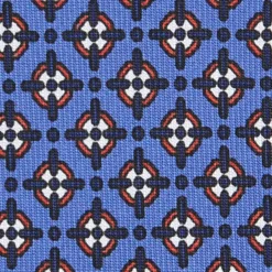 CRAVATTA SARTORIALE 7 PIEGHE IN SETA AZZURRO POLVERE Microfantasia fiore