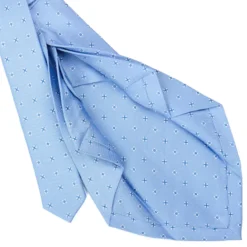 CRAVATTA SARTORIALE 7 PIEGHE IN SETA AZZURRA Microfantasia fiore
