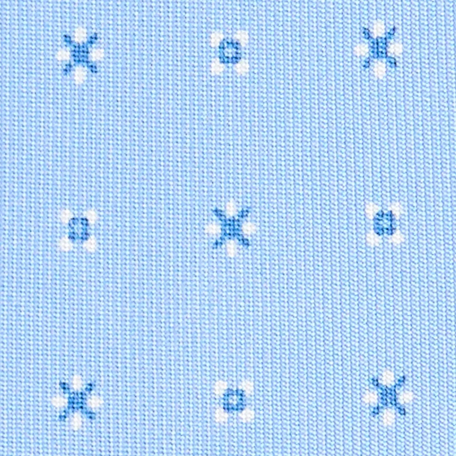CRAVATTA SARTORIALE 7 PIEGHE IN SETA AZZURRA Microfantasia fiore