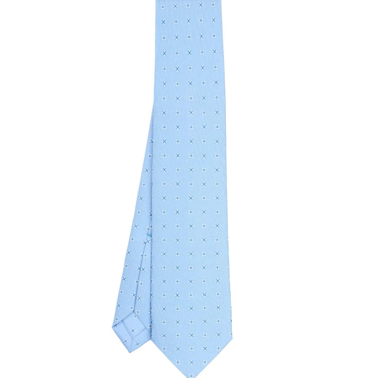 CRAVATTA SARTORIALE 5 PIEGHE IN SETA AZZURRA Microfantasia fiore
