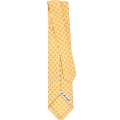 CRAVATTA SARTORIALE 9 PIEGHE IN SETA GIALLA Microfantasia fiore
