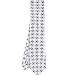 CRAVATTA SARTORIALE 7 PIEGHE IN SETA BIANCA Microfantasia fiore