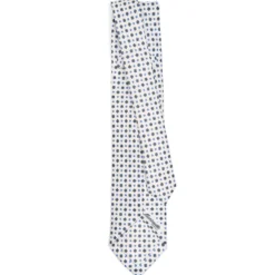 CRAVATTA SARTORIALE 7 PIEGHE IN SETA BIANCA Microfantasia fiore
