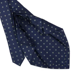 CRAVATTA SARTORIALE 9 PIEGHE IN SETA BLU SCURO Microfantasia fiore