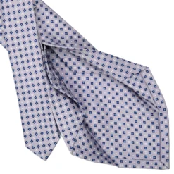 CRAVATTA SARTORIALE 5 PIEGHE IN SETA GRIGIO CHIARO Microfantasia fiore