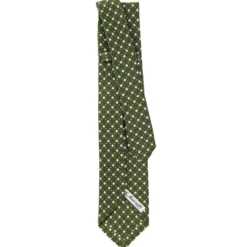 CRAVATTA SARTORIALE 9 PIEGHE IN SETA VERDE OLIVA Microfantasia fiore
