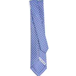 CRAVATTA SARTORIALE 9 PIEGHE IN SETA AZZURRO POLVERE Microfantasia fiore