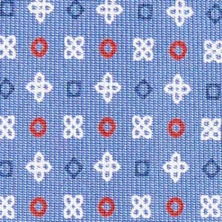 CRAVATTA SARTORIALE 9 PIEGHE IN SETA AZZURRO POLVERE Microfantasia fiore