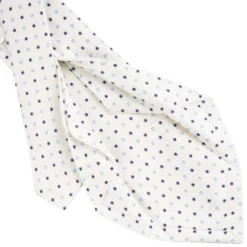 CRAVATTA SARTORIALE 5 PIEGHE IN SETA BIANCA Microfantasia fiore