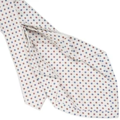CRAVATTA SARTORIALE 7 PIEGHE IN SETA BIANCA Microfantasia fiore
