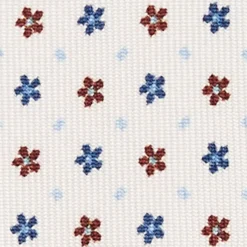 CRAVATTA SARTORIALE 5 PIEGHE IN SETA BIANCA Microfantasia fiore