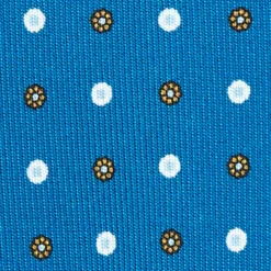 CRAVATTA SARTORIALE 9 PIEGHE IN SETA BLU MEDIO Microfantasia fiore