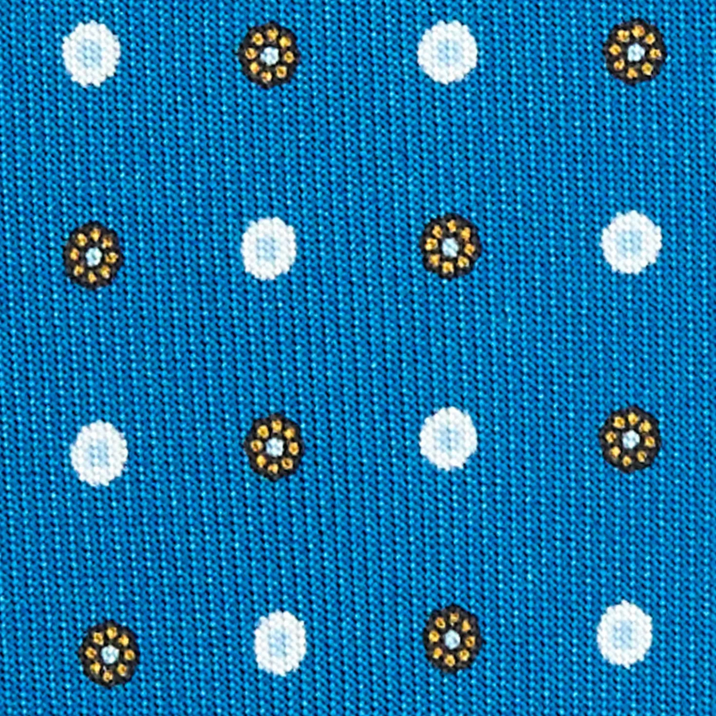 CRAVATTA SARTORIALE 9 PIEGHE IN SETA BLU MEDIO Microfantasia fiore