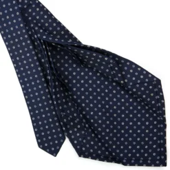 CRAVATTA SARTORIALE 9 PIEGHE IN SETA BLU SCURO Microfantasia fiore