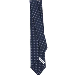 CRAVATTA SARTORIALE 9 PIEGHE IN SETA BLU SCURO Microfantasia fiore