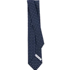CRAVATTA SARTORIALE 9 PIEGHE IN SETA BLU SCURO Microfantasia fiore