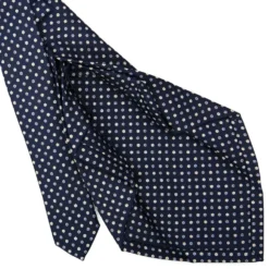 CRAVATTA SARTORIALE 7 PIEGHE IN SETA BLU SCURO Microfantasia fiore