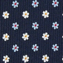 CRAVATTA SARTORIALE 7 PIEGHE IN SETA BLU SCURO Microfantasia fiore