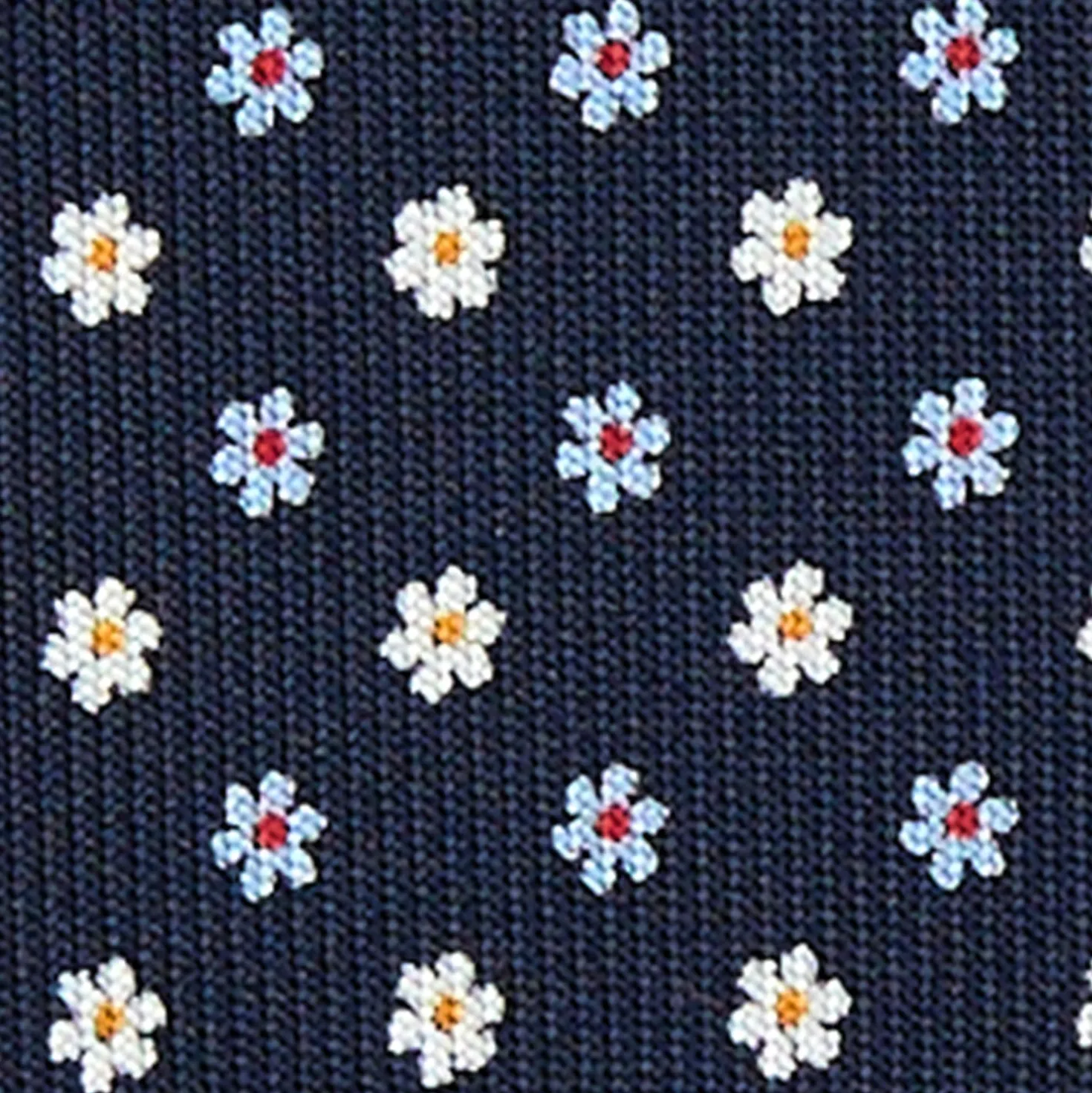 CRAVATTA SARTORIALE 7 PIEGHE IN SETA BLU SCURO Microfantasia fiore