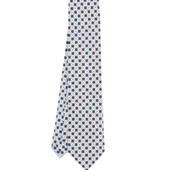 CRAVATTA SARTORIALE 5 PIEGHE IN SETA BIANCA Microfantasia fiore