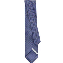 CRAVATTA SARTORIALE 5 PIEGHE IN SETA AZZURRO POLVERE Microfantasia fiore