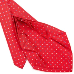 CRAVATTA SARTORIALE 9 PIEGHE IN SETA ROSSA Microfantasia fiore