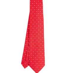 CRAVATTA SARTORIALE 9 PIEGHE IN SETA ROSSA Microfantasia fiore
