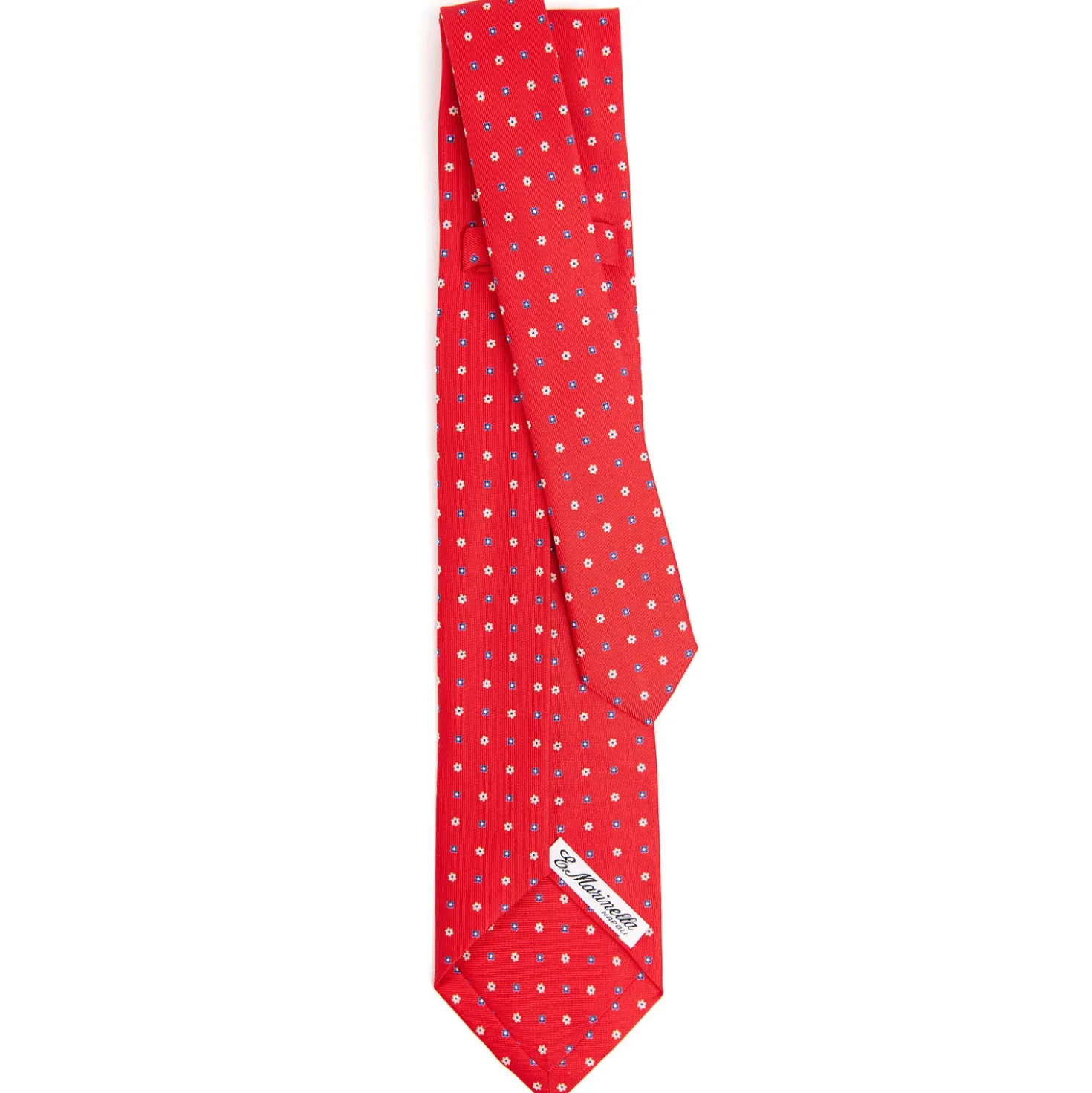 CRAVATTA SARTORIALE 9 PIEGHE IN SETA ROSSA Microfantasia fiore