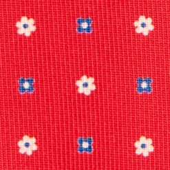 CRAVATTA SARTORIALE 9 PIEGHE IN SETA ROSSA Microfantasia fiore