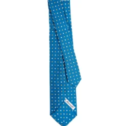 CRAVATTA SARTORIALE 9 PIEGHE IN SETA BLU MEDIO Microfantasia fiore