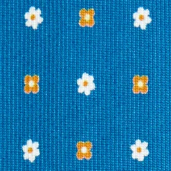 CRAVATTA SARTORIALE 9 PIEGHE IN SETA BLU MEDIO Microfantasia fiore