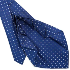 CRAVATTA SARTORIALE 9 PIEGHE IN SETA BLU Microfantasia fiore