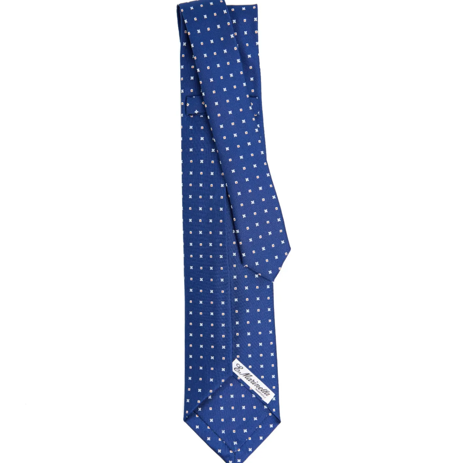 CRAVATTA SARTORIALE 9 PIEGHE IN SETA BLU Microfantasia fiore