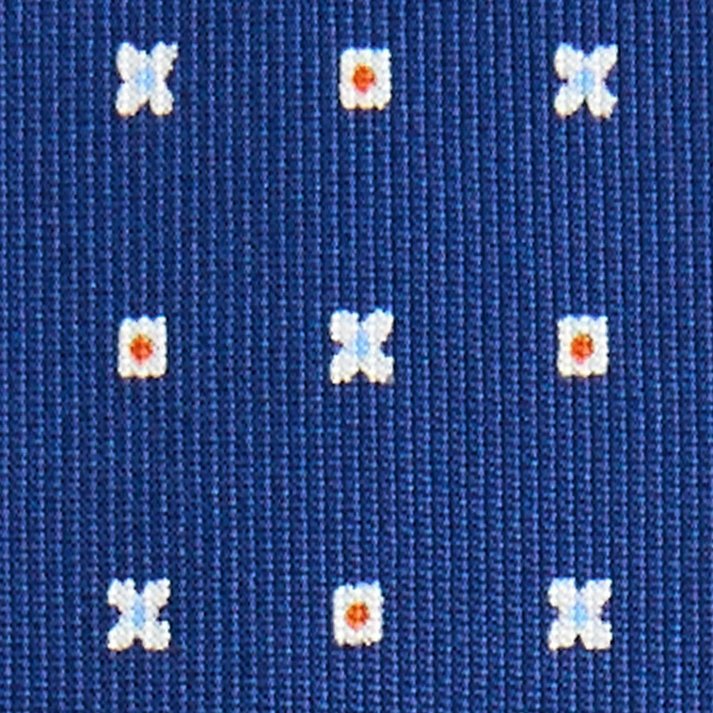 CRAVATTA SARTORIALE 9 PIEGHE IN SETA BLU Microfantasia fiore