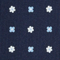 CRAVATTA SARTORIALE 9 PIEGHE IN SETA BLU SCURO Microfantasia fiore