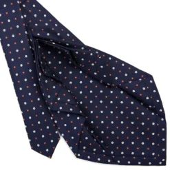 CRAVATTA SARTORIALE 9 PIEGHE IN SETA BLU SCURO Microfantasia fiore