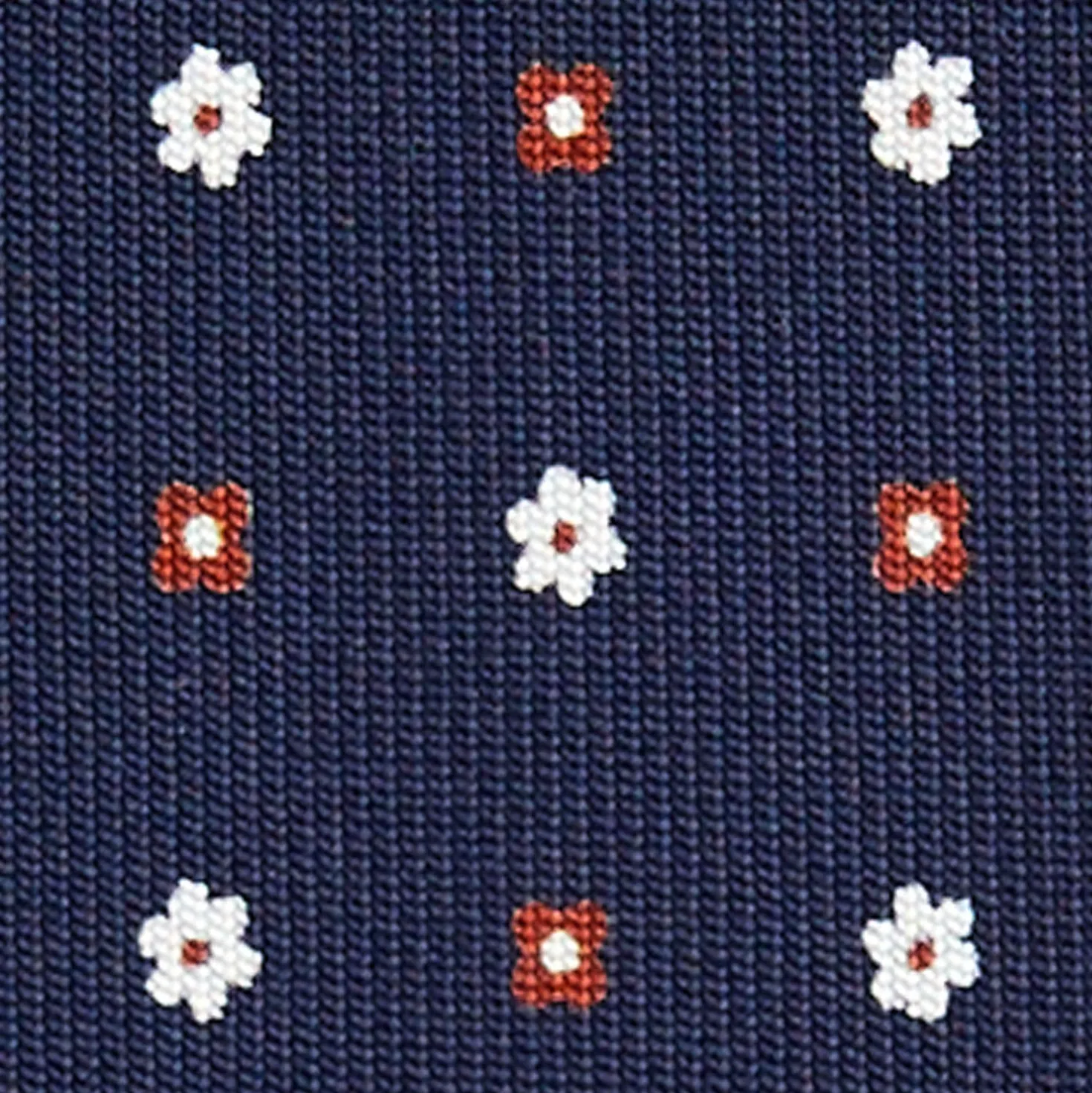 CRAVATTA SARTORIALE 9 PIEGHE IN SETA BLU SCURO Microfantasia fiore