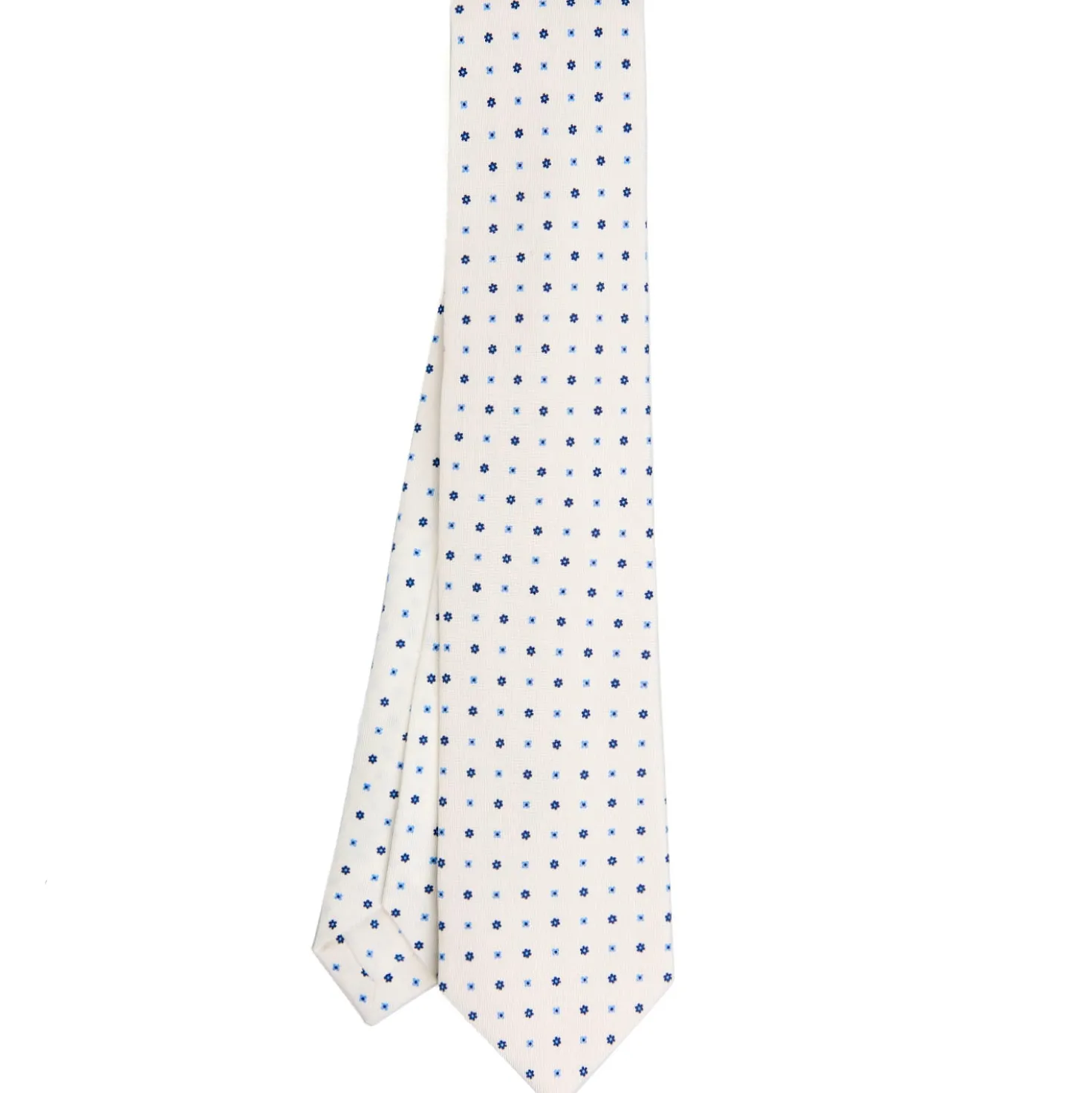CRAVATTA SARTORIALE 9 PIEGHE IN SETA BIANCA Microfantasia fiore