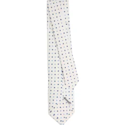 CRAVATTA SARTORIALE 9 PIEGHE IN SETA BIANCA Microfantasia fiore