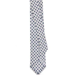 CRAVATTA SARTORIALE 9 PIEGHE IN SETA BIANCA Microfantasia fiore