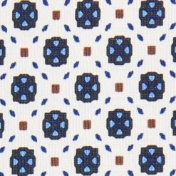 CRAVATTA SARTORIALE 9 PIEGHE IN SETA BIANCA Microfantasia fiore