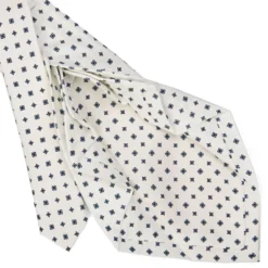 CRAVATTA SARTORIALE 9 PIEGHE IN SETA BIANCA Microfantasia fiore