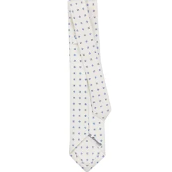 CRAVATTA SARTORIALE 9 PIEGHE IN SETA BIANCA Microfantasia fiore