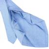CRAVATTA SARTORIALE 9 PIEGHE IN SETA AZZURRA Microfantasia fiore
