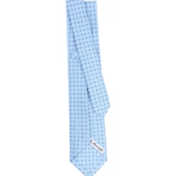 CRAVATTA SARTORIALE 9 PIEGHE IN SETA AZZURRA Microfantasia fiore