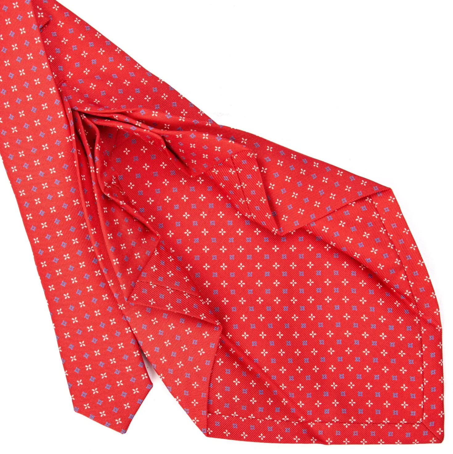 CRAVATTA SARTORIALE 9 PIEGHE IN SETA ROSSA Microfantasia fiore