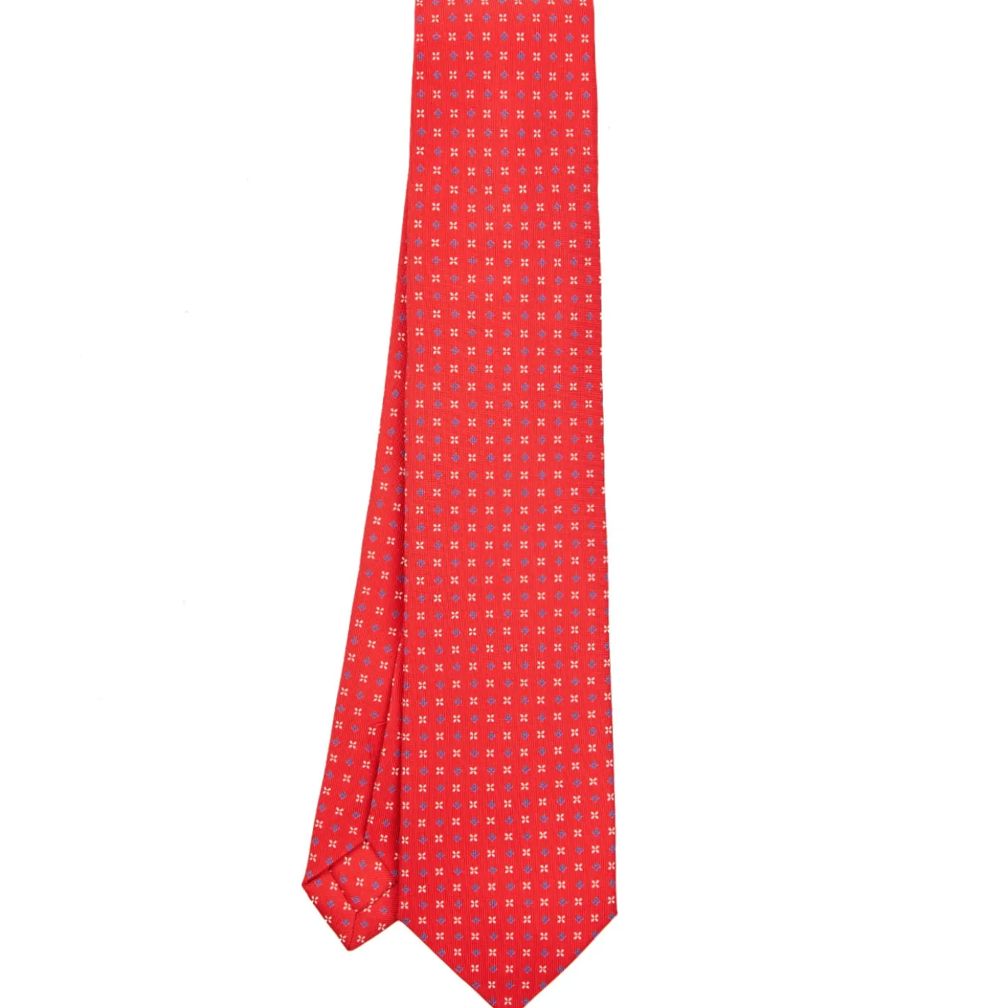 CRAVATTA SARTORIALE 9 PIEGHE IN SETA ROSSA Microfantasia fiore