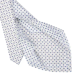 CRAVATTA SARTORIALE 5 PIEGHE IN SETA BIANCA Microfantasia fiore